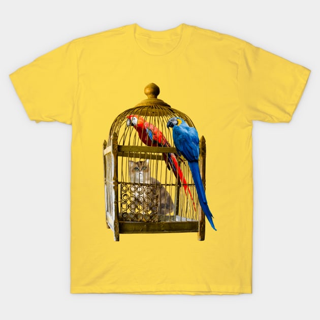 Funny Colorful Tropical Vintage Macaw Parrots T-Shirt by STYLISH CROWD TEES